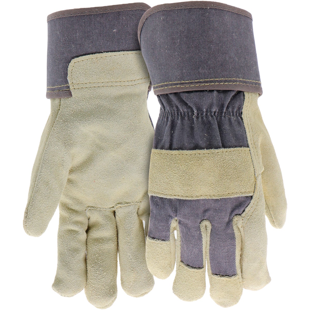 Item 713619, Ladies split cowhide leather palm work glove.