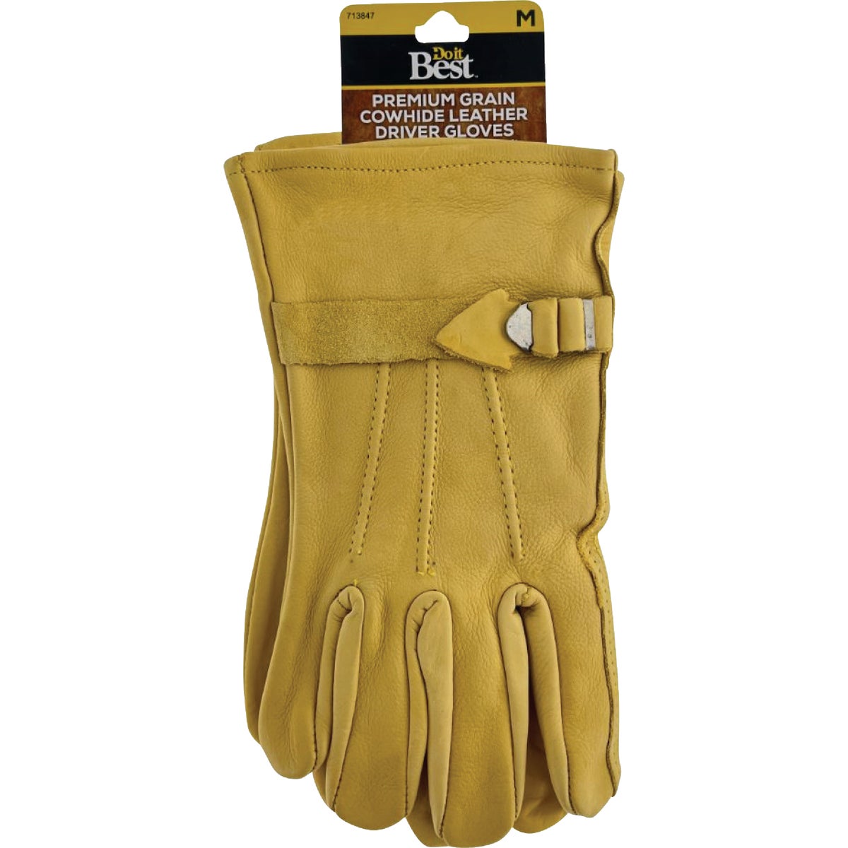 Item 713847, Prime tan grain cowhide leather driver glove. Slip on drivers style.