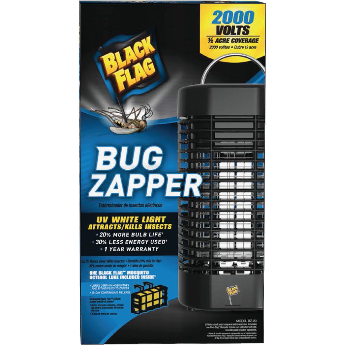 Item 713936, 2000-volt bug zapper insect killer.