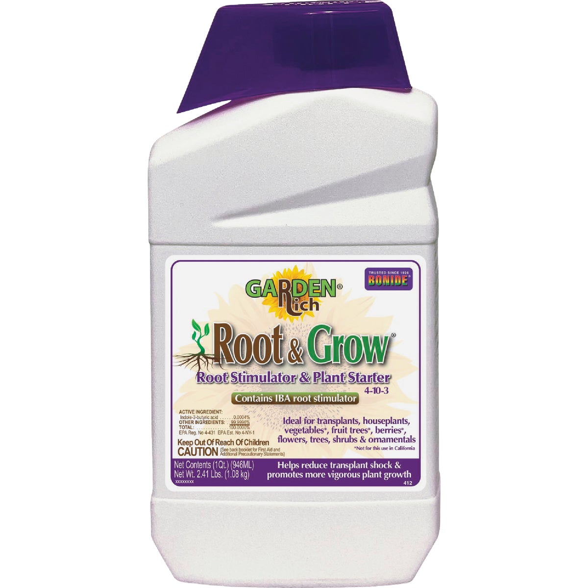 Item 714054, Stimulates early and strong root formation. Reduces transplant shock.