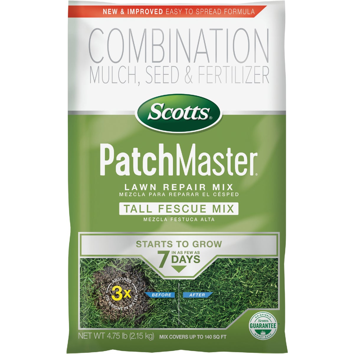 Item 714365, Scotts PatchMaster Lawn Repair Mix Tall Fescue Mix comes pre-mixed to make 