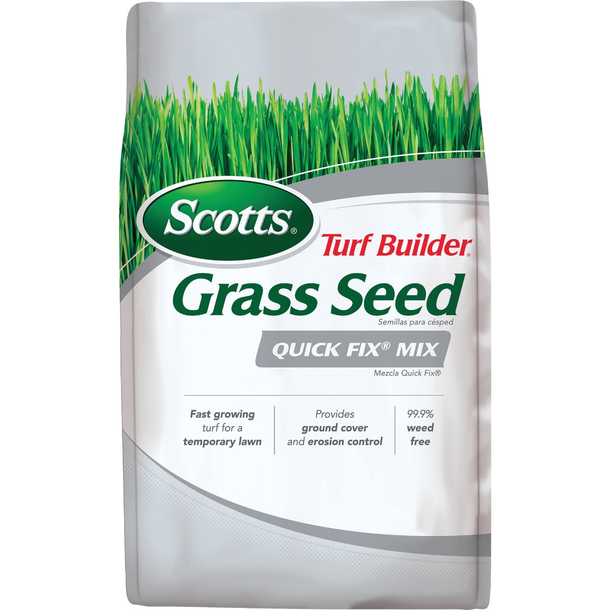 Item 714704, Scotts Turf Builder Quick Fix Mix grass seed is a fast way to cover bare 