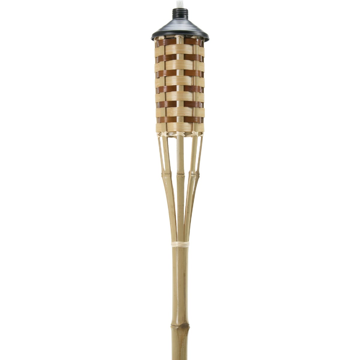 Item 720939, Bamboo patio torch. Features a spike-tipped pole for easy set-up.