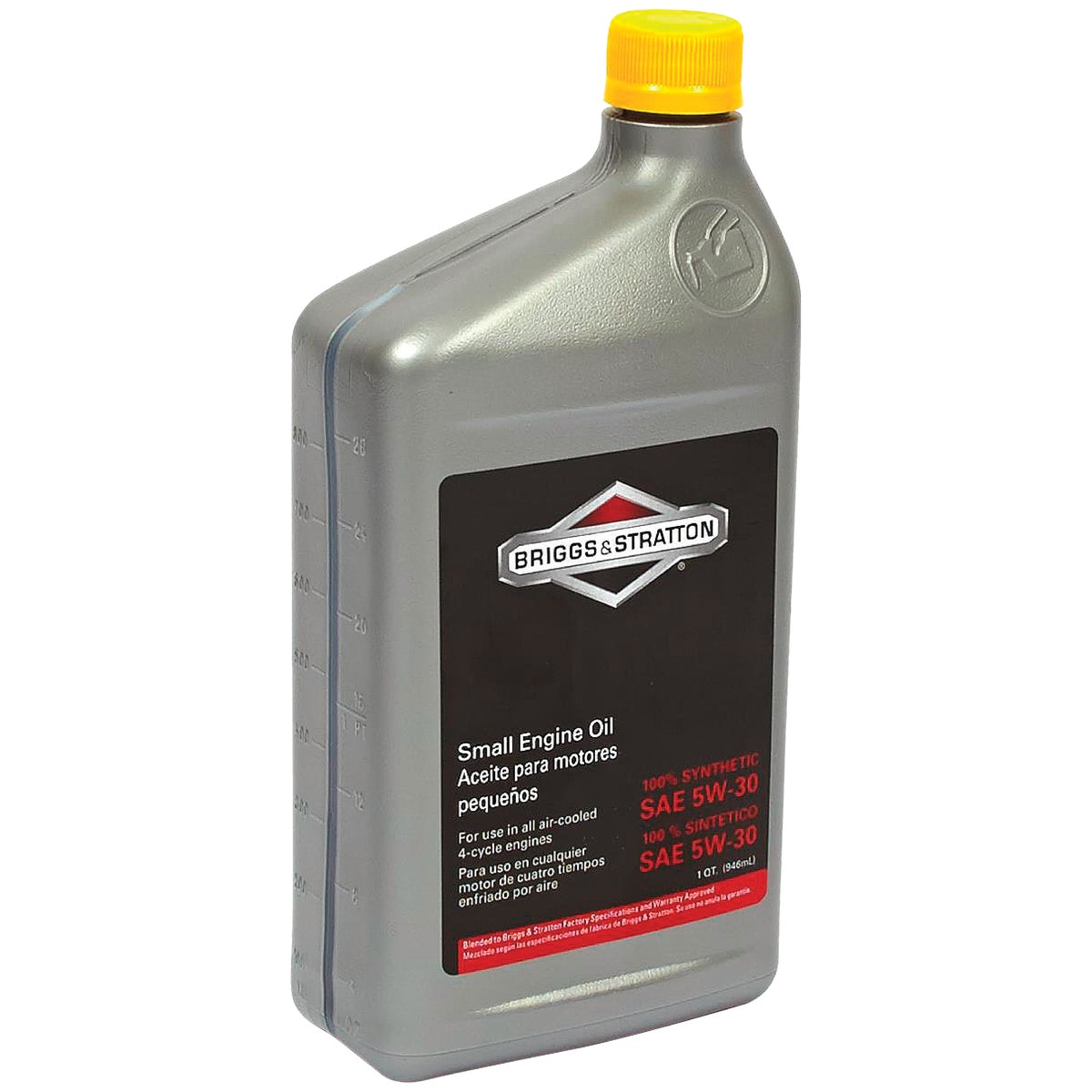 Item 723613, 100% synthetic SAE 5W-30 small engine oil is for use in all air cooled 4-