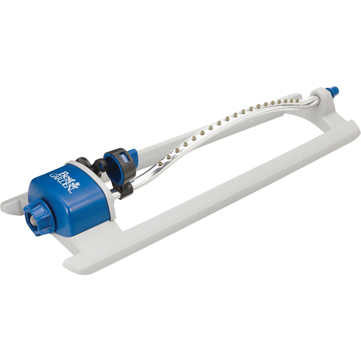 Item 724327, Poly oscillating sprinkler ideal for watering large, rectangular areas.