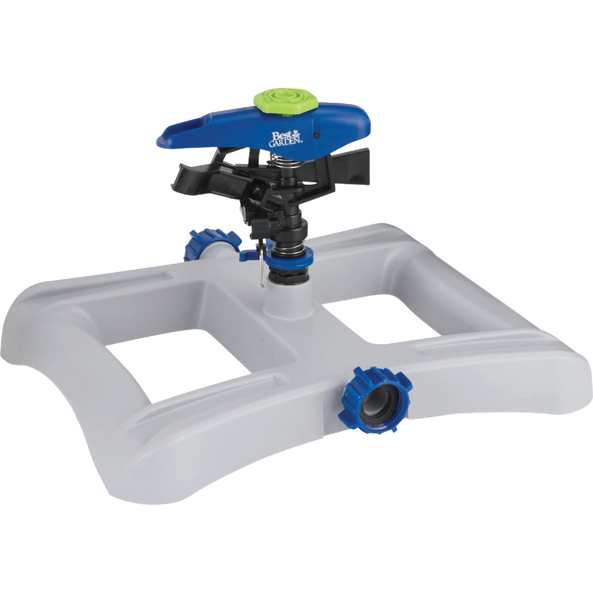 Item 724354, Impact-resistant impulse sprinkler with poly base. Coverage to 86 Ft.