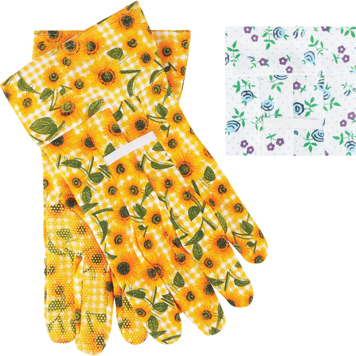 Item 727397, Ladies assorted 100% cotton canvas garden glove with PVC mini dots on palm 