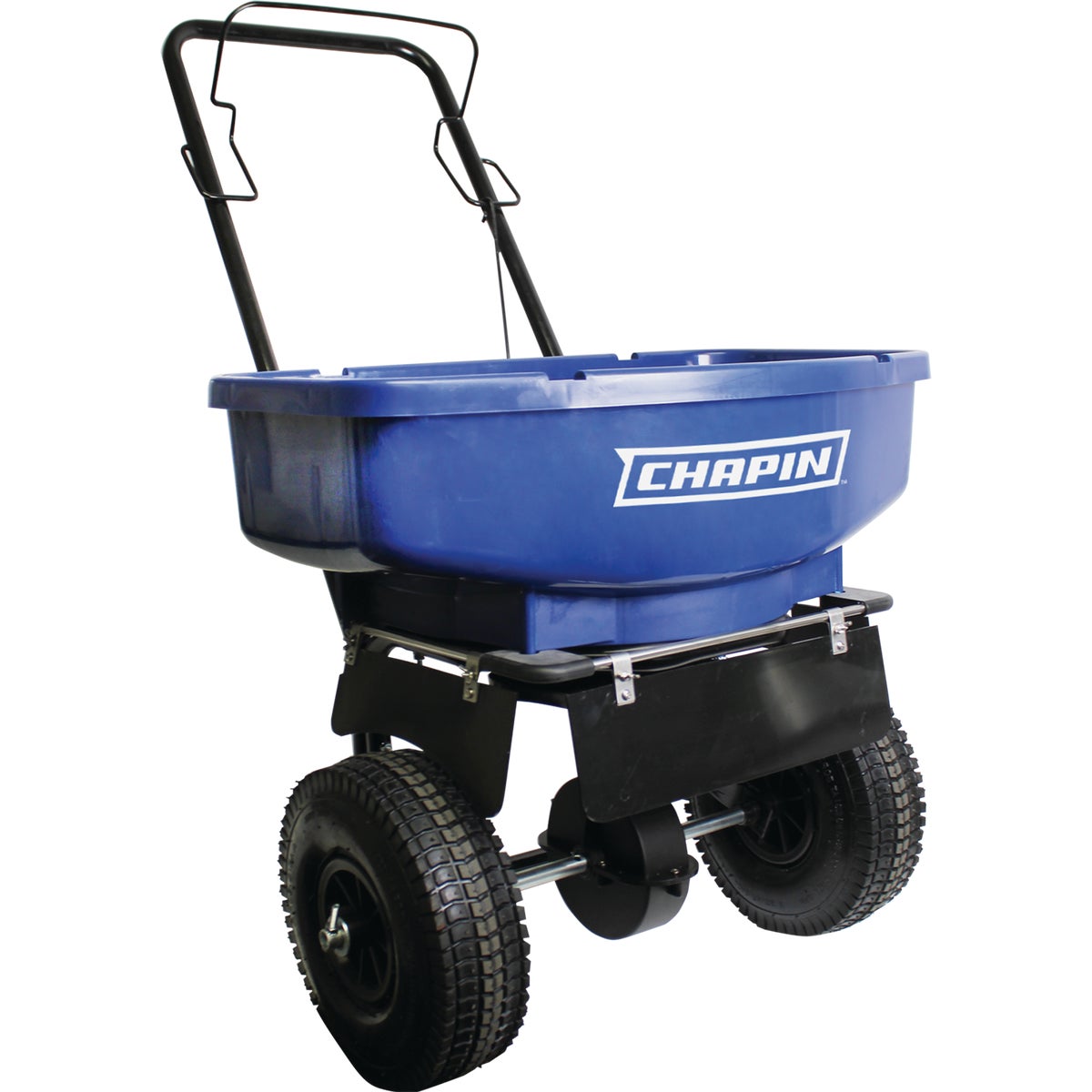 Item 730754, Residential salt spreader features: U-shaped flip up handle with 