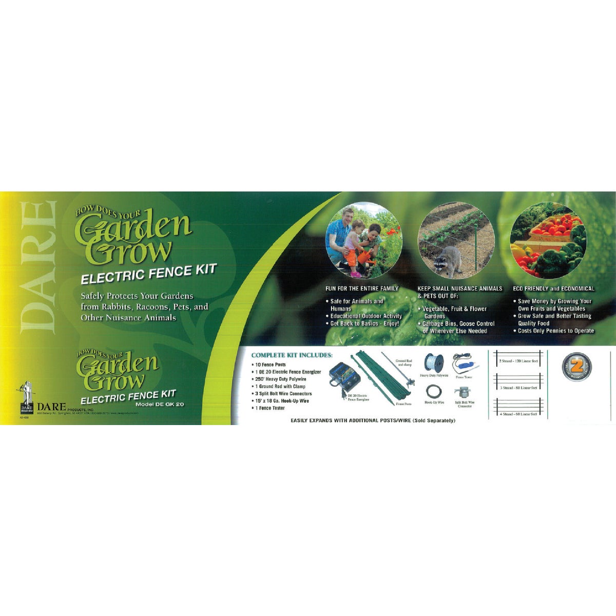 Item 743216, Garden electric fence kit safely keeps rabbits, raccoons, pets, and other 