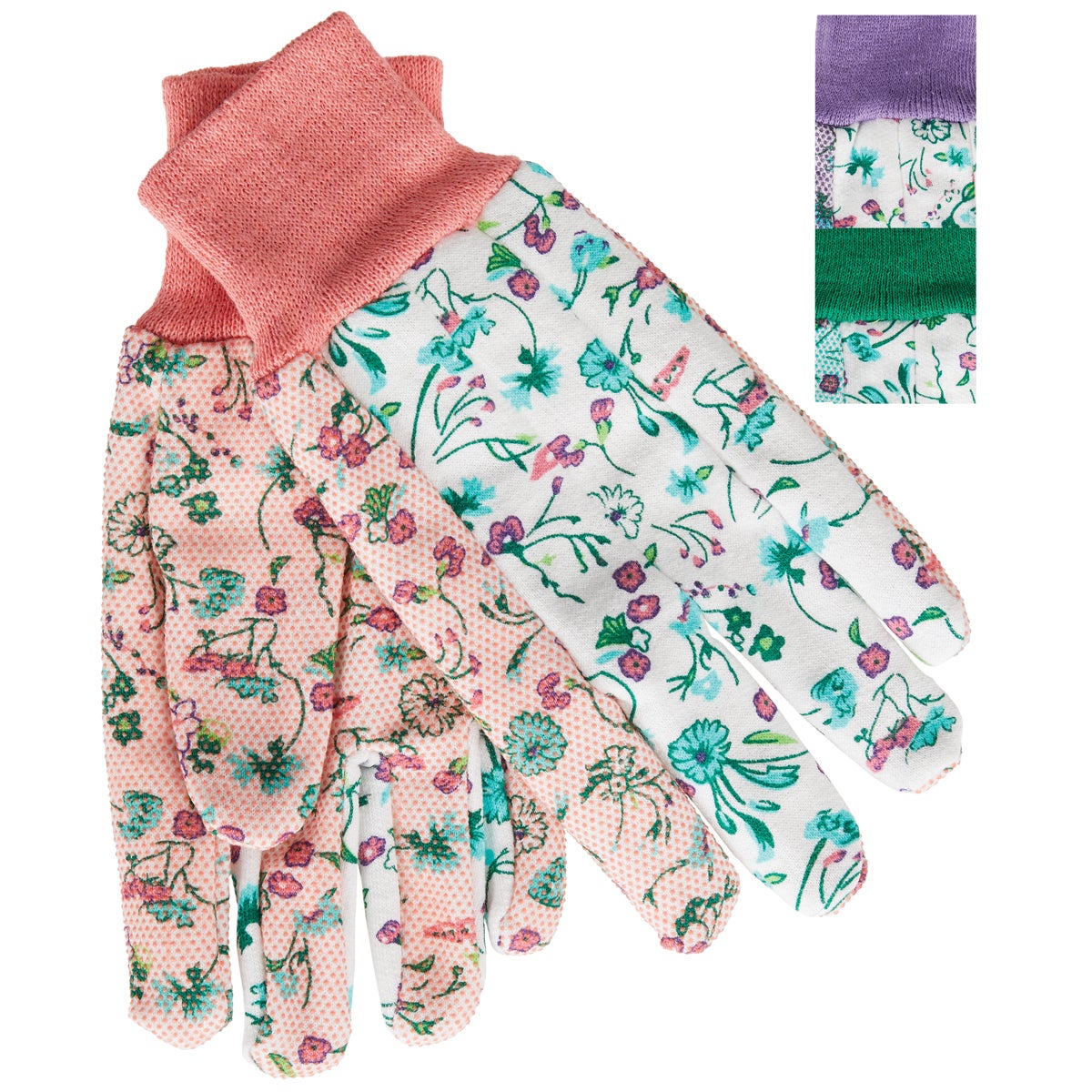 Item 747605, Ladies jersey garden glove with PVC dots on palm and thumb for extra 