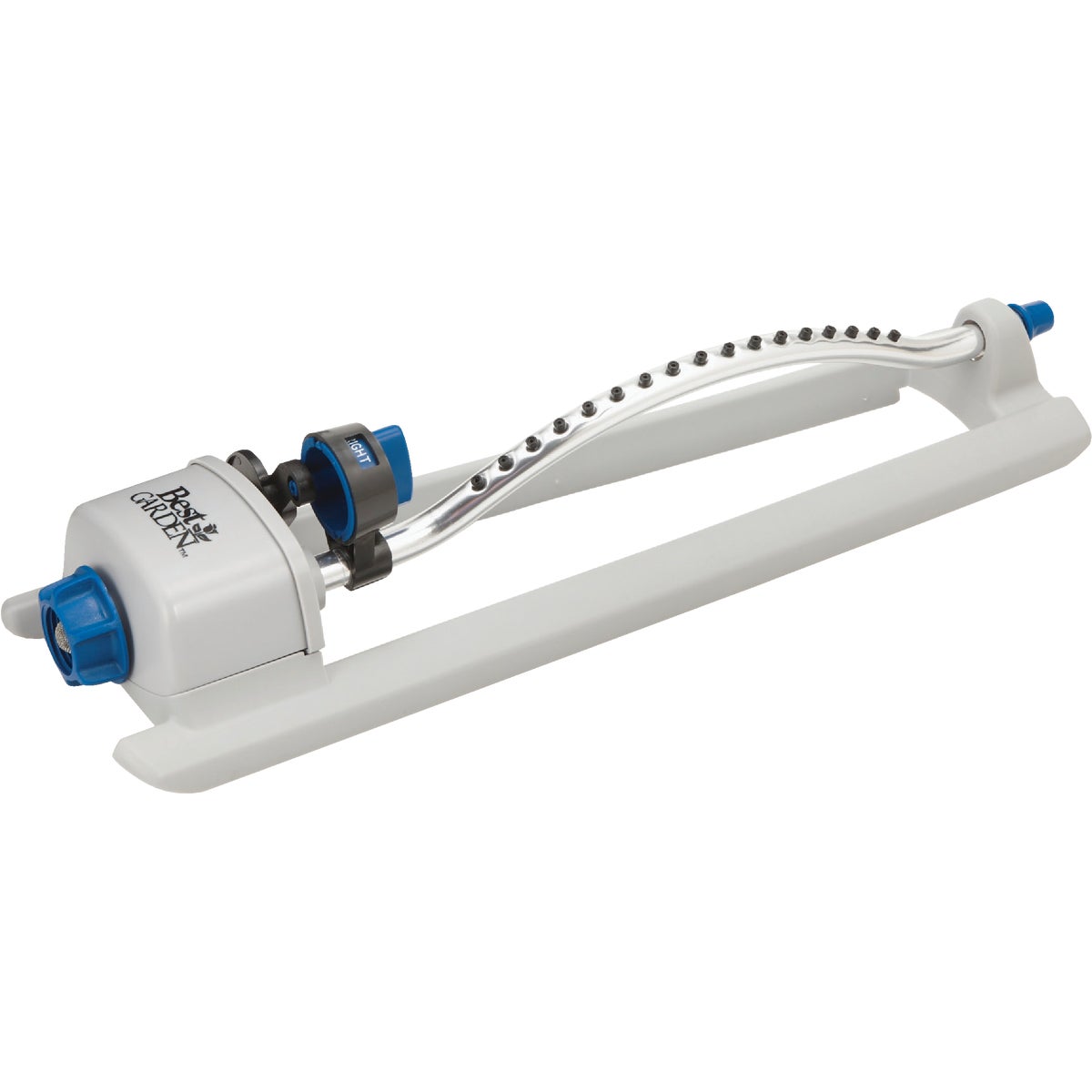 Item 757140, Poly oscillating sprinkler ideal for watering large, rectangular areas.