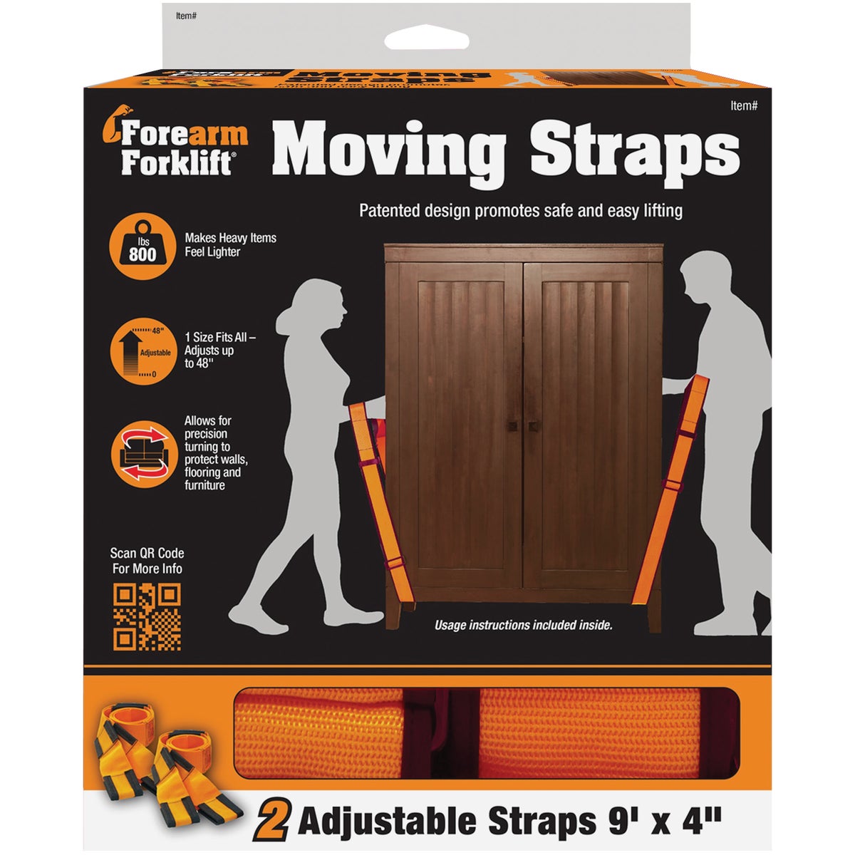 Item 759052, Forearm Forklift moving straps offer a durable, reliable, and convenient 