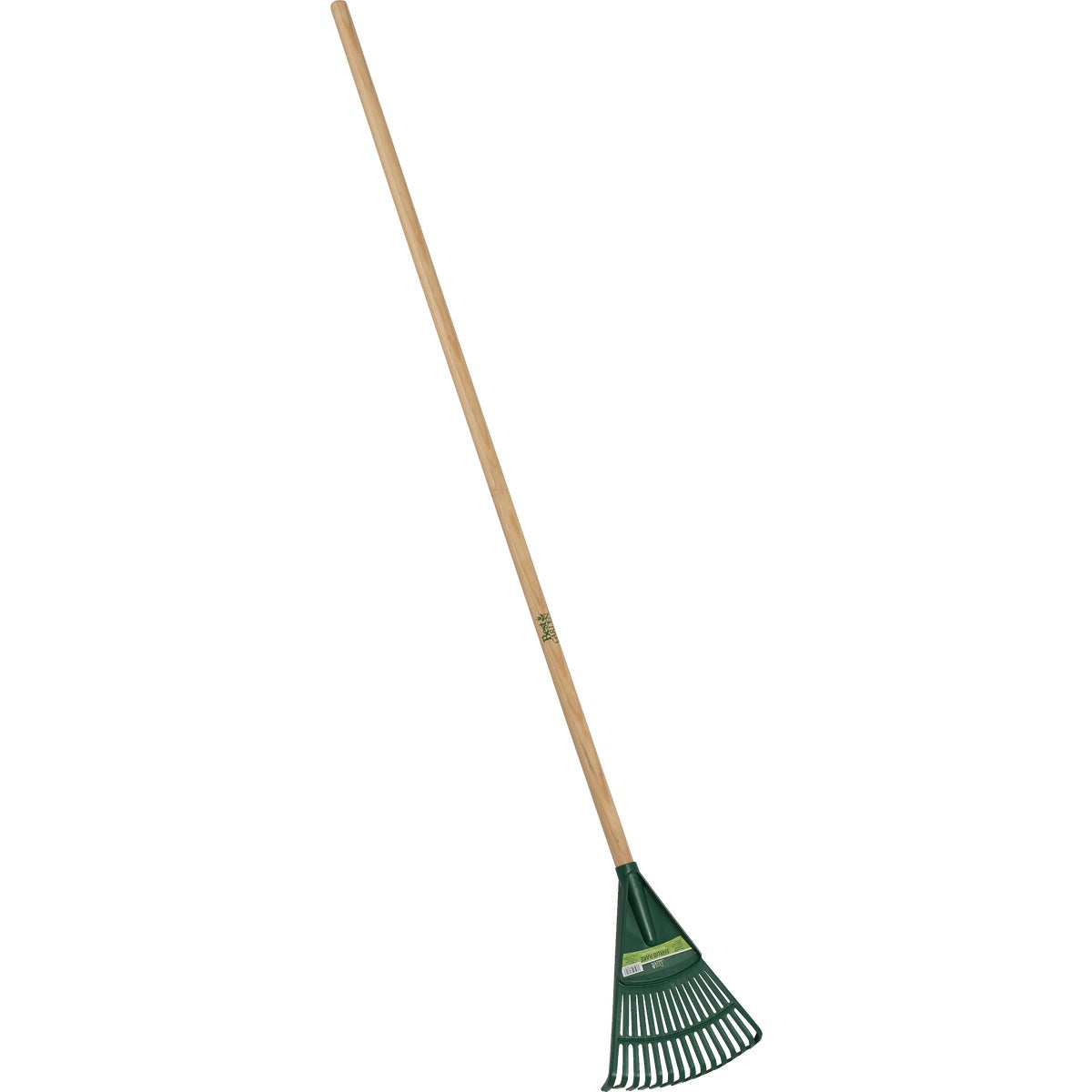 Item 760117, 14 tine poly shrub rake with 48 In. lacquered pine handle. 8 In.