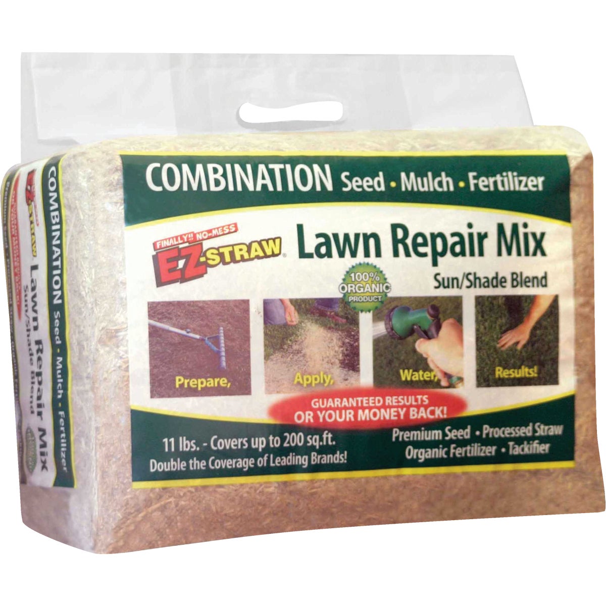 Item 763913, Lawn repair mix with a combination of seed, processed straw mulch, 
