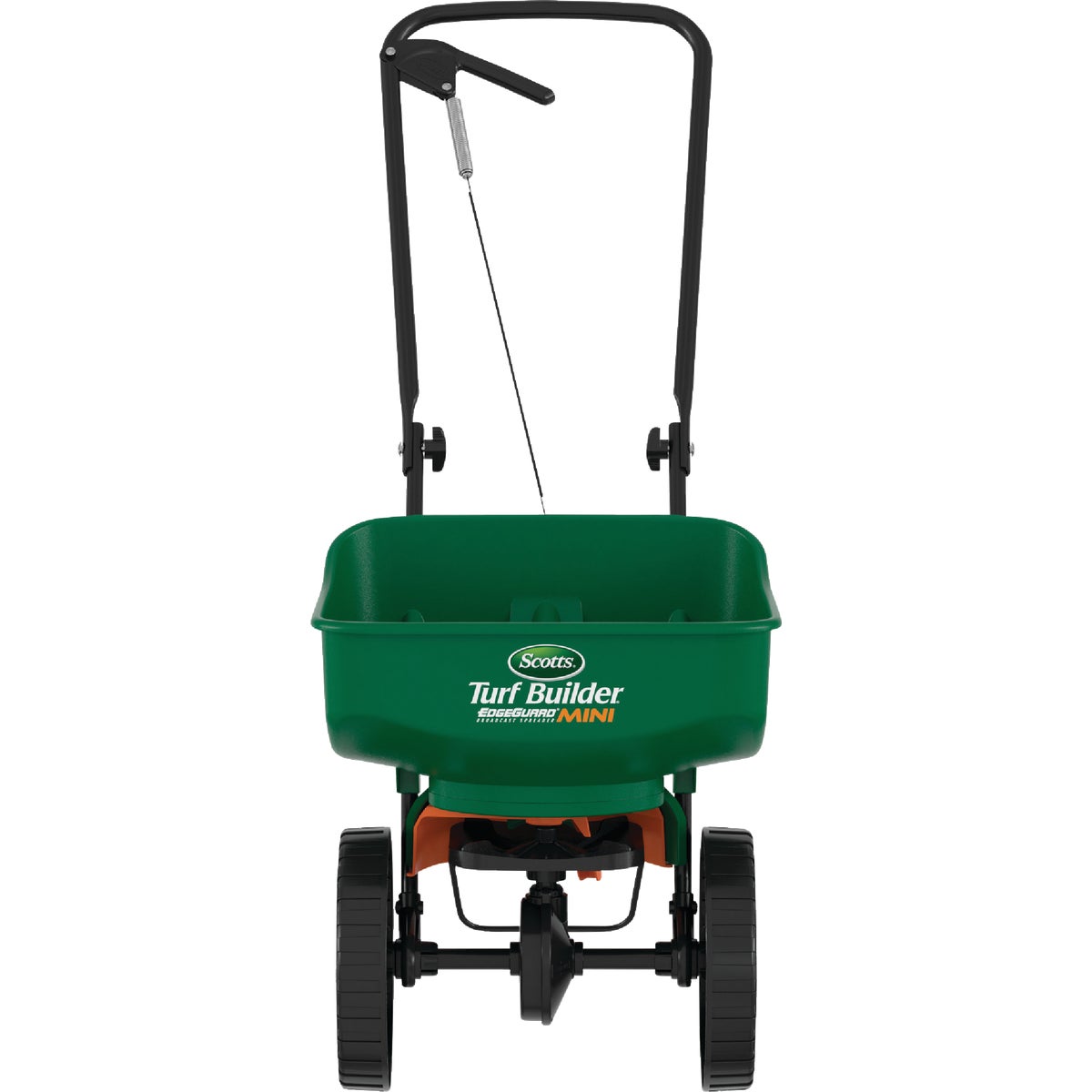 Item 764308, Small scale spreader holds up to 5000 Sq. Ft. of Scotts lawn products.
