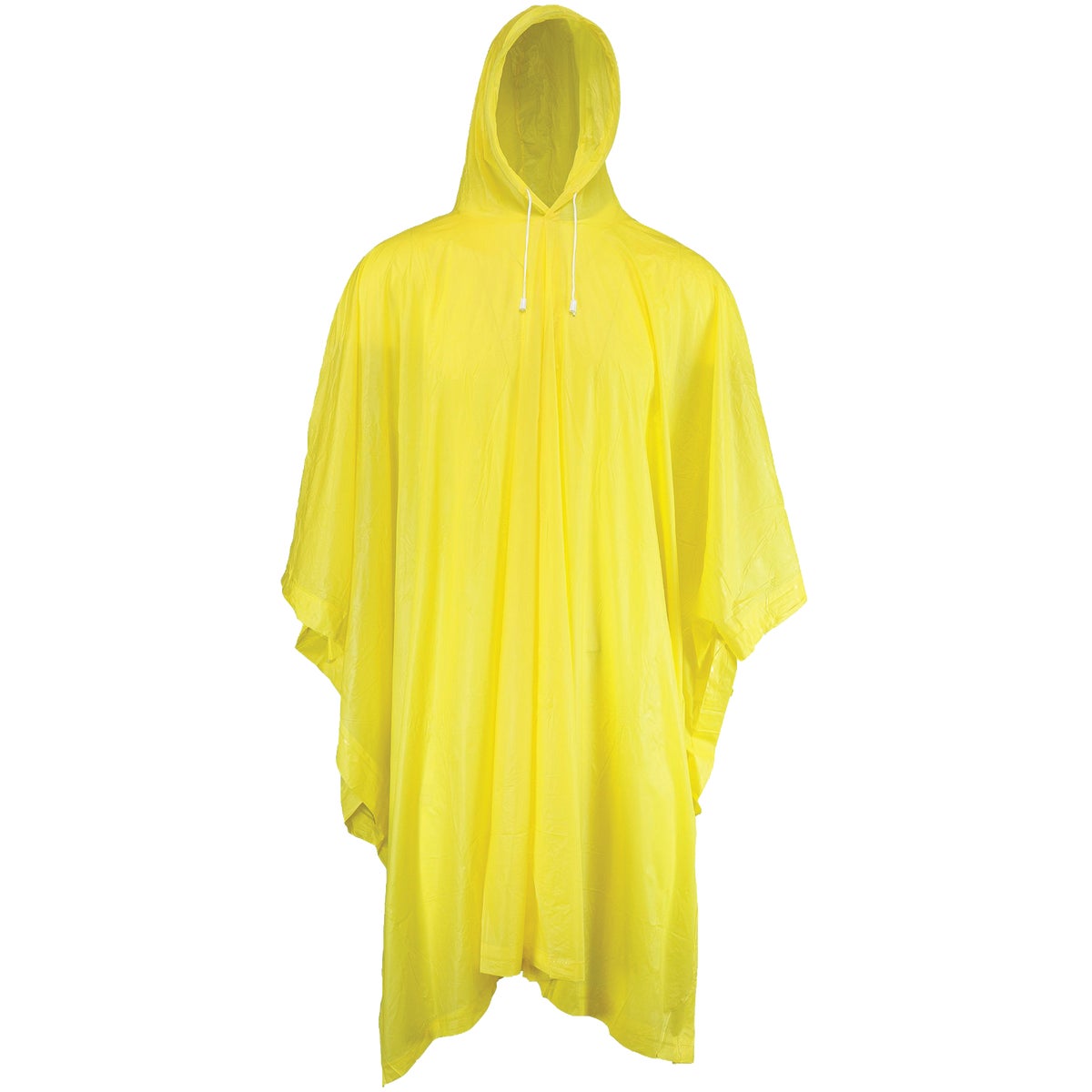 Item 765185, Single-ply 10 mil PVC (polyvinyl chloride) rain poncho. Large and roomy.