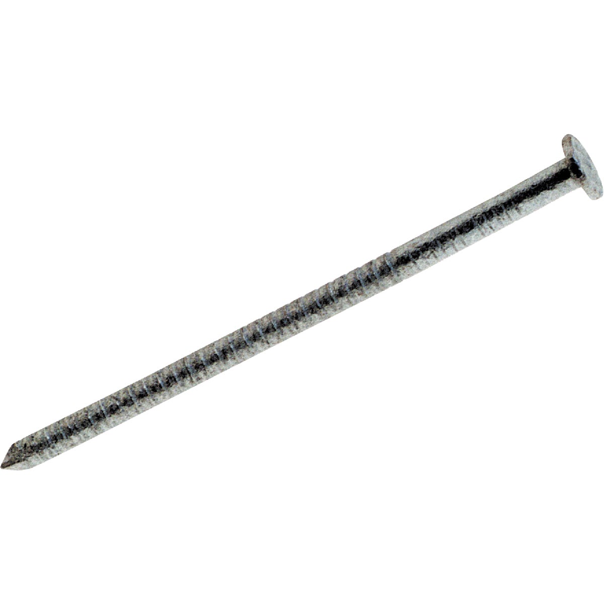 Item 765855, Ring shank deck nail for exterior use.
