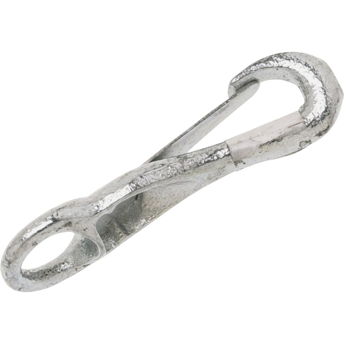 Item 769310, Rigid round eye spring snap. Features a durable zinc finish for long life.