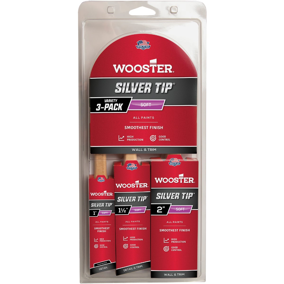 Item 770243, Silver Tip 3-piece paint brush set includes: 1 In.