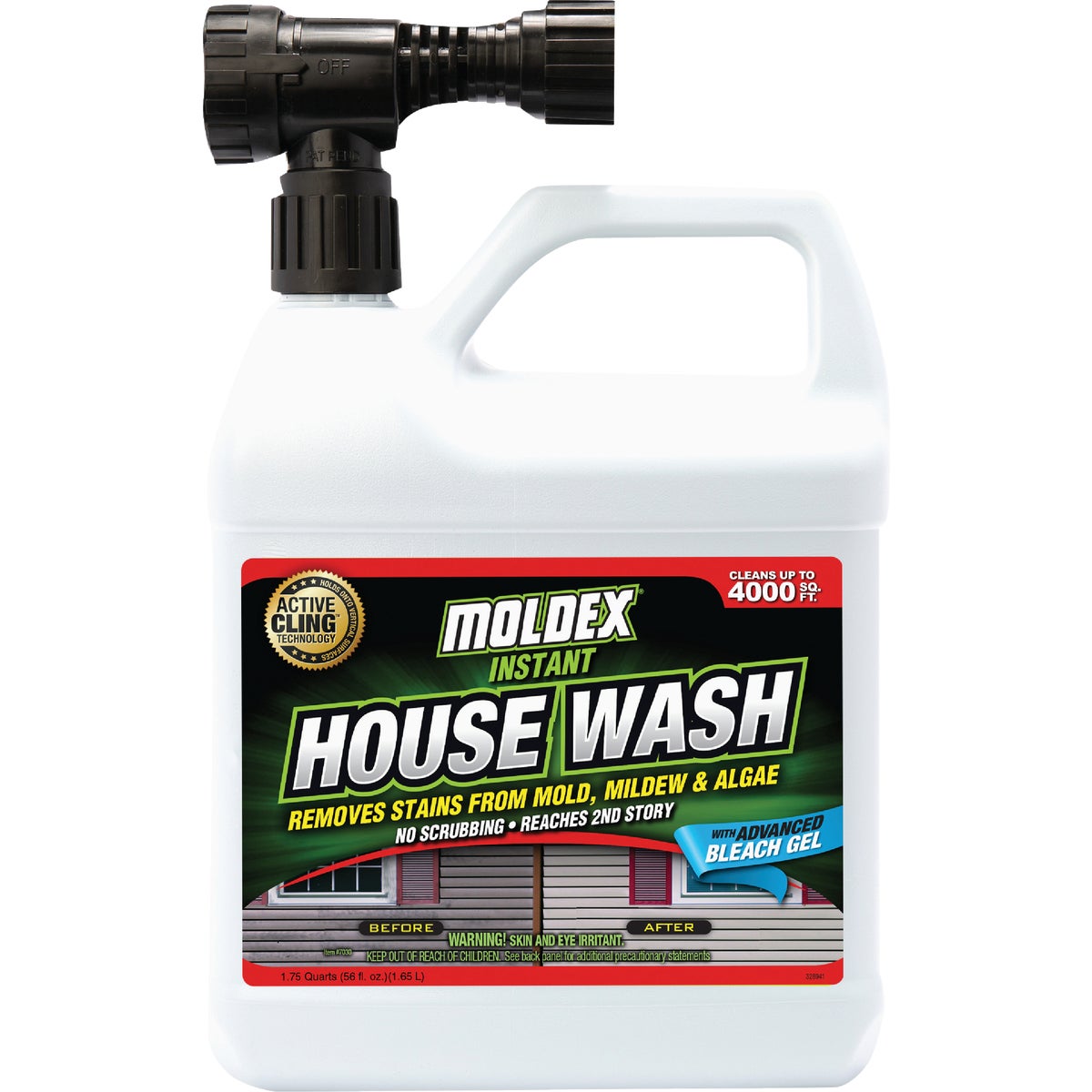 Item 771750, Instant House Wash with Bleach Gel. 56 oz ready-to-use hose end sprayer.