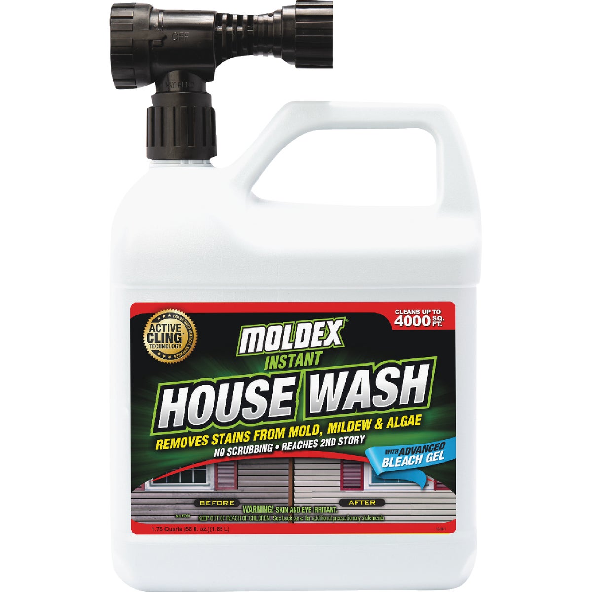 Item 771750, Instant House Wash with Bleach Gel. 56 oz ready-to-use hose end sprayer.