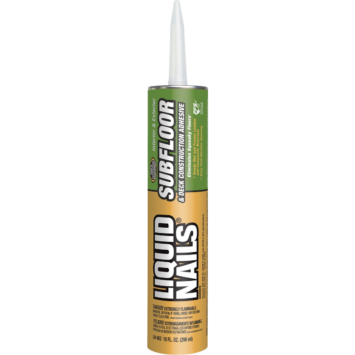 Item 771843, Solvent-based Subfloor &amp; Deck Construction Adhesive permanently bonds 