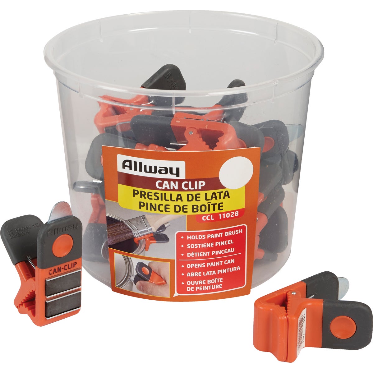 Item 772087, The magnetic can clip attaches to the side of 1-gallon paint cans to 