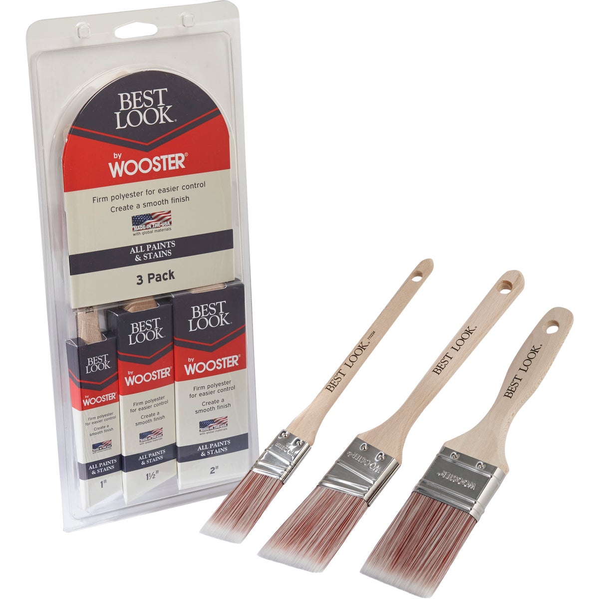 Item 772262, Best Look By Wooster 3-piece paint brush set includes: 1 In.