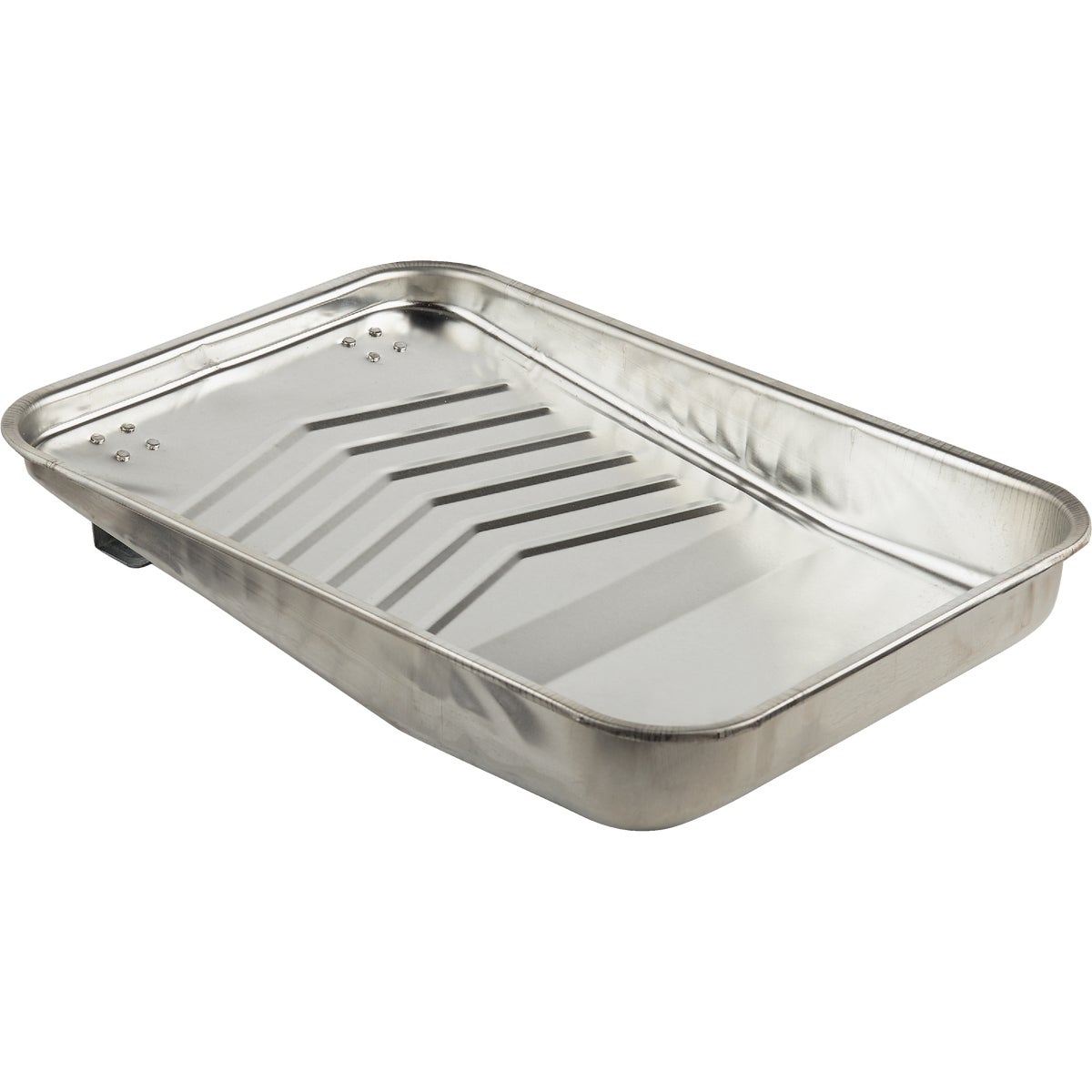 Item 772344, Quart metal paint tray with ladder lock grips has a rolled edge.