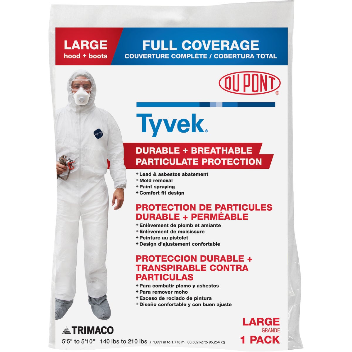 Item 772383, Trimaco's Coveralls with Hood and Boot made with Dupont's exclusive Tyvek 