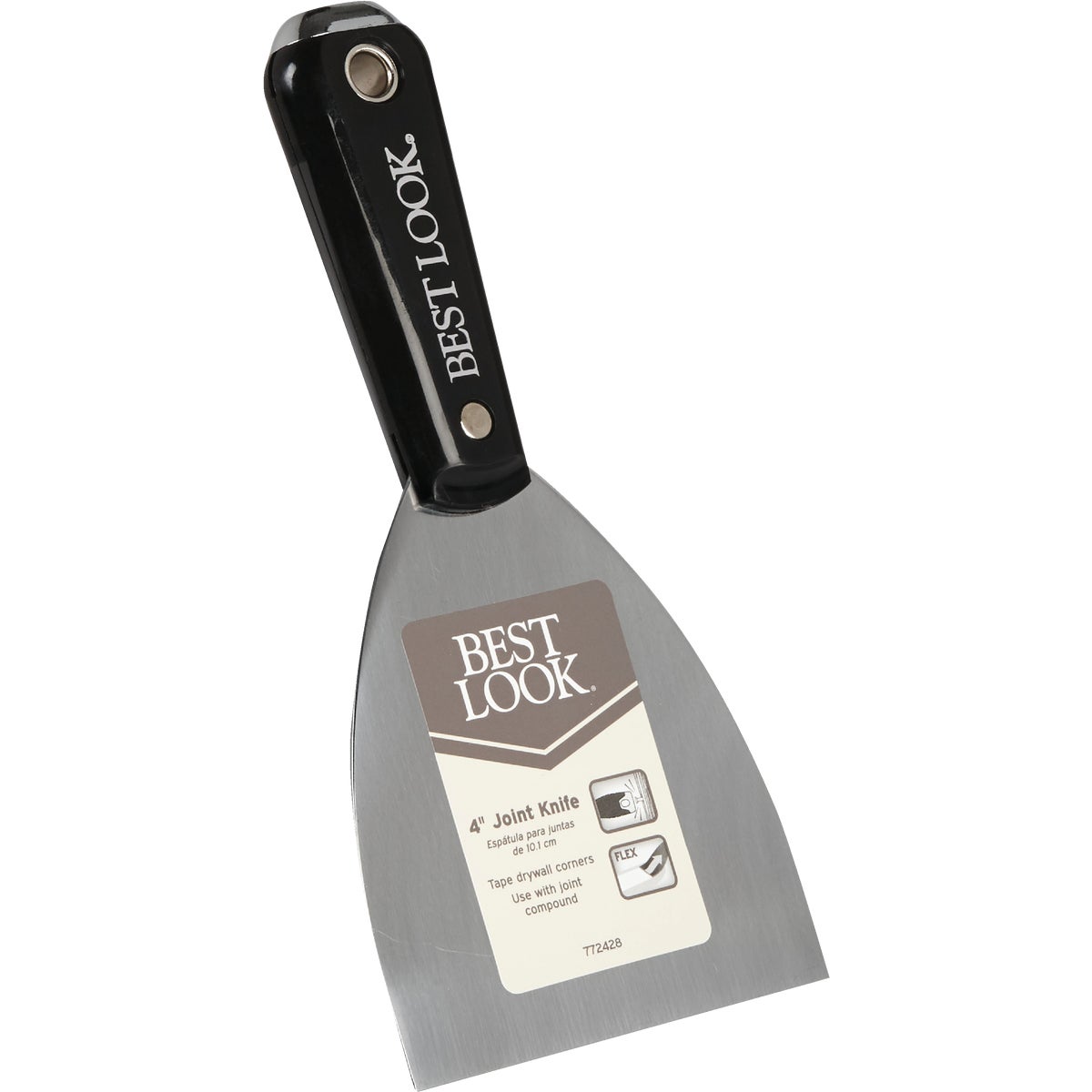 Item 772428, Flex joint knife has a mirror finish, solvent resistant nylon plastic 