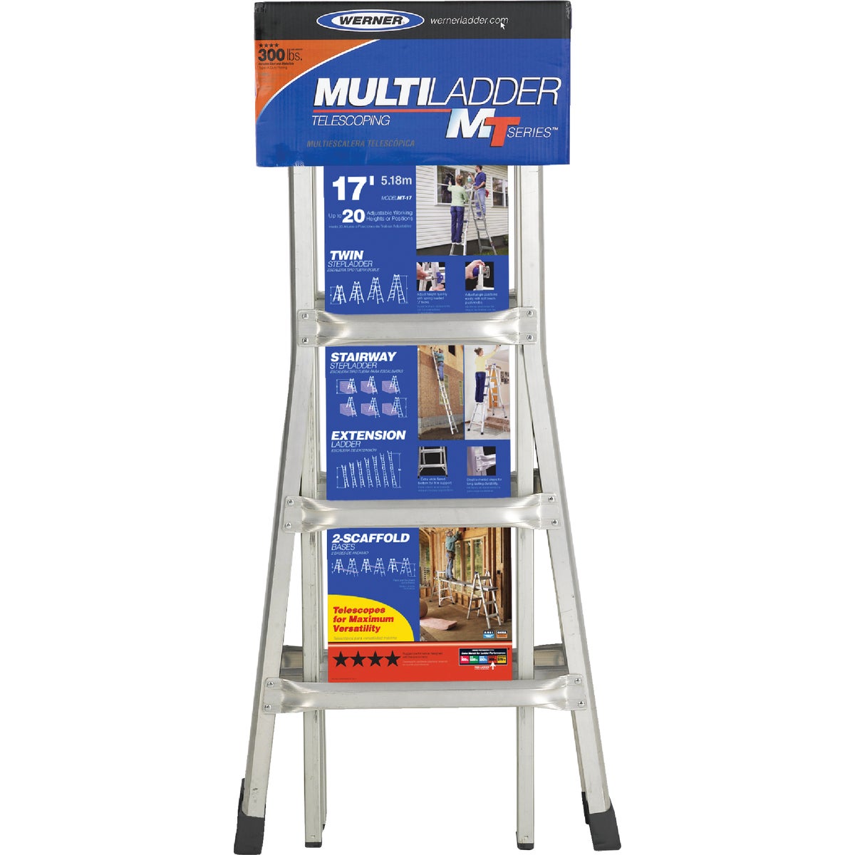 Item 772436, A sturdy aluminum telescoping-designed ladder provides maximum versatility 