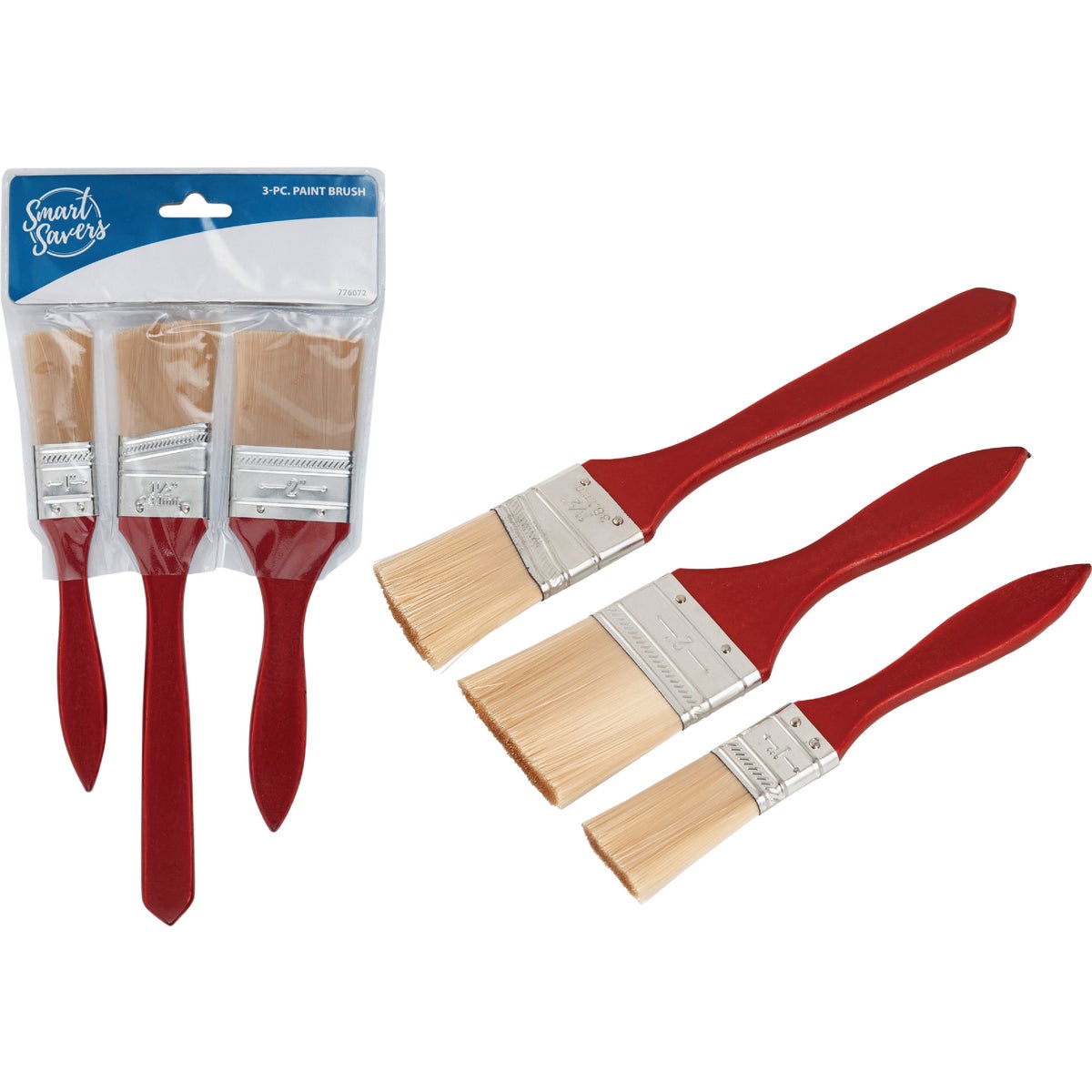 Item 776072, Paint brush set. Set contains: 1 In. flat, 1-1/2 In. flat, and a 2 In.