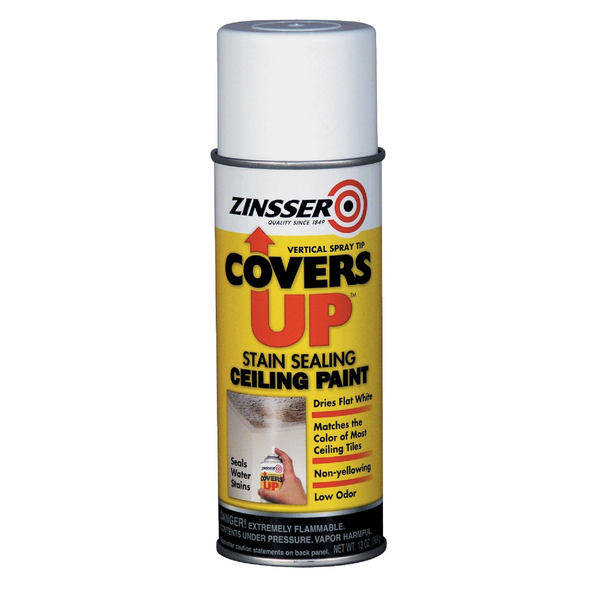 Item 777131, A low odor aerosol that is a stain killer and ceiling touch-up paint in 1.