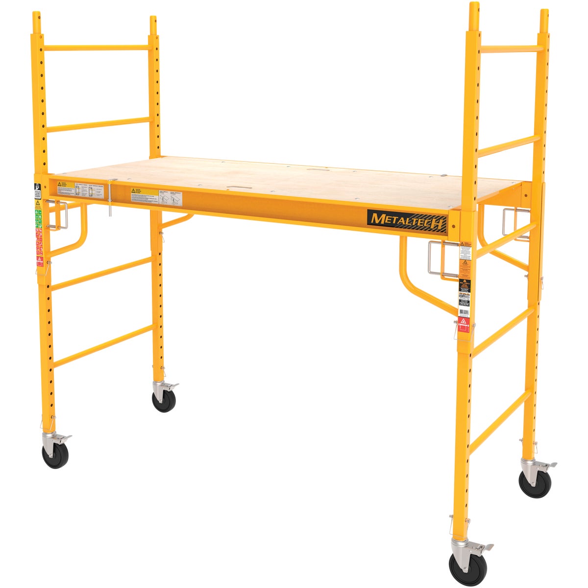 Item 777823, This MetalTech multipurpose maxi square Baker-style rolling scaffold 