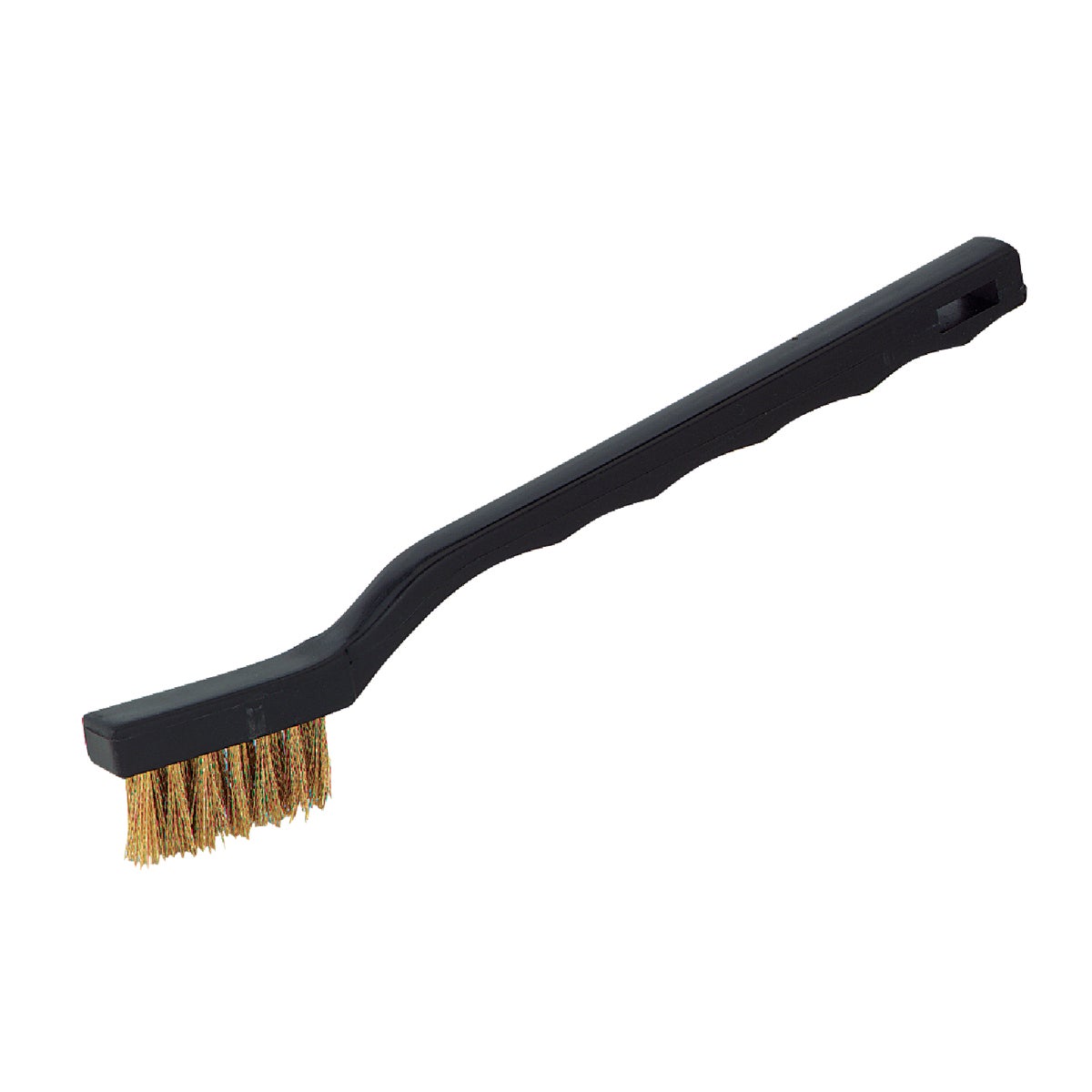 Item 782654, Non-spark brass brush removes rust, scale, and dirt without scratching 