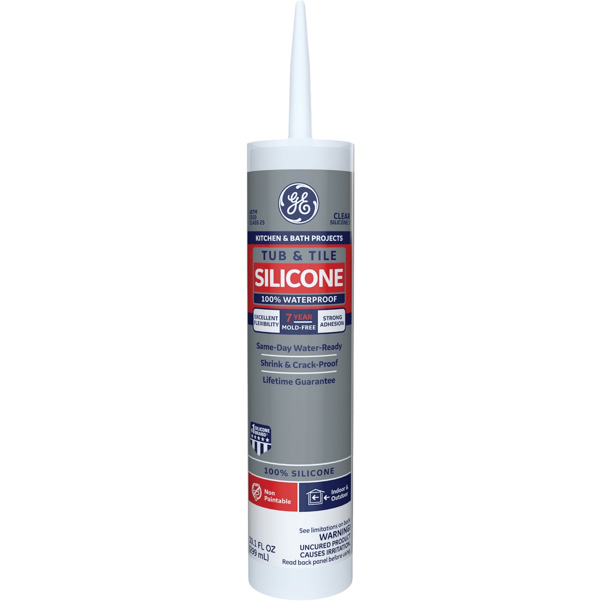 Item 791335, GE Tub and Tile Silicone 1 Sealant is a 100% silicone, 100% waterproof 