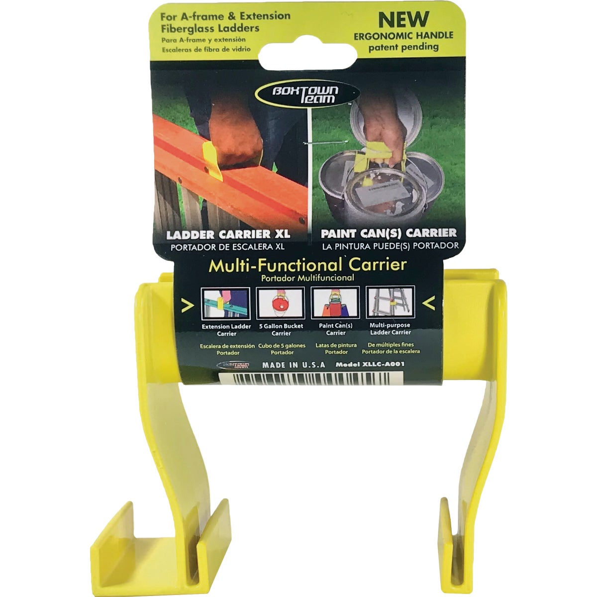 Item 799032, Ladder carrier is ergonomically designed for larger hand sizes to carry 