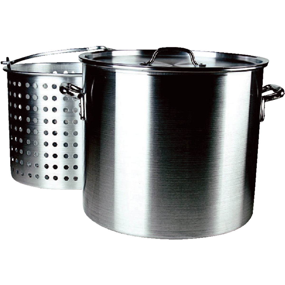 Item 800260, Aluminum boiling pot is commercial grade thickness and has heavy duty 