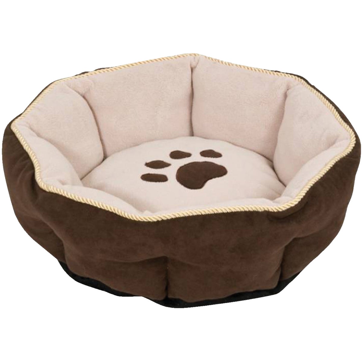 Item 800475, Round, plush animal print pet bed.