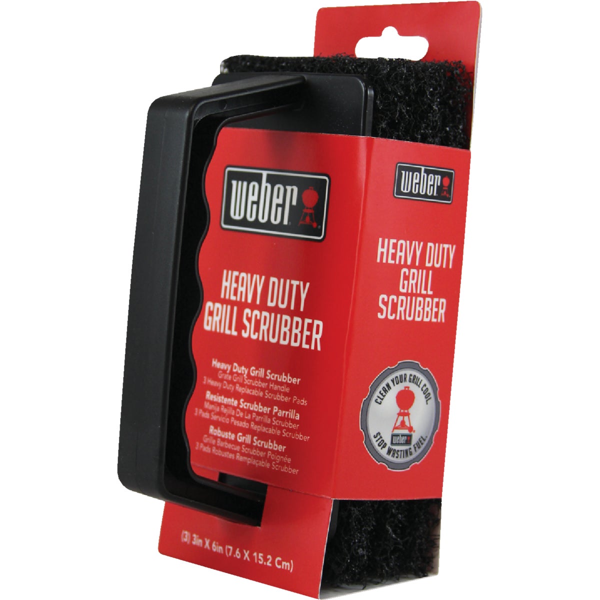 Item 800509, The Weber Heavy Duty Grate Grill Scrubber quickly and easily removes burnt-