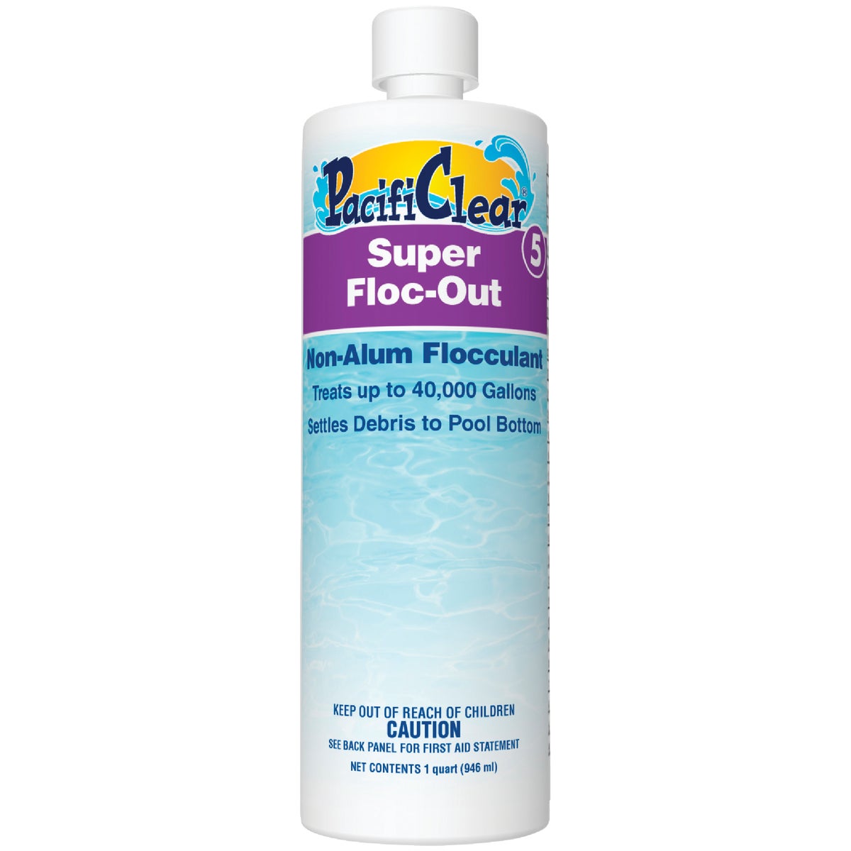 Item 800510, Super Floc Out produces sparkling, clear water.