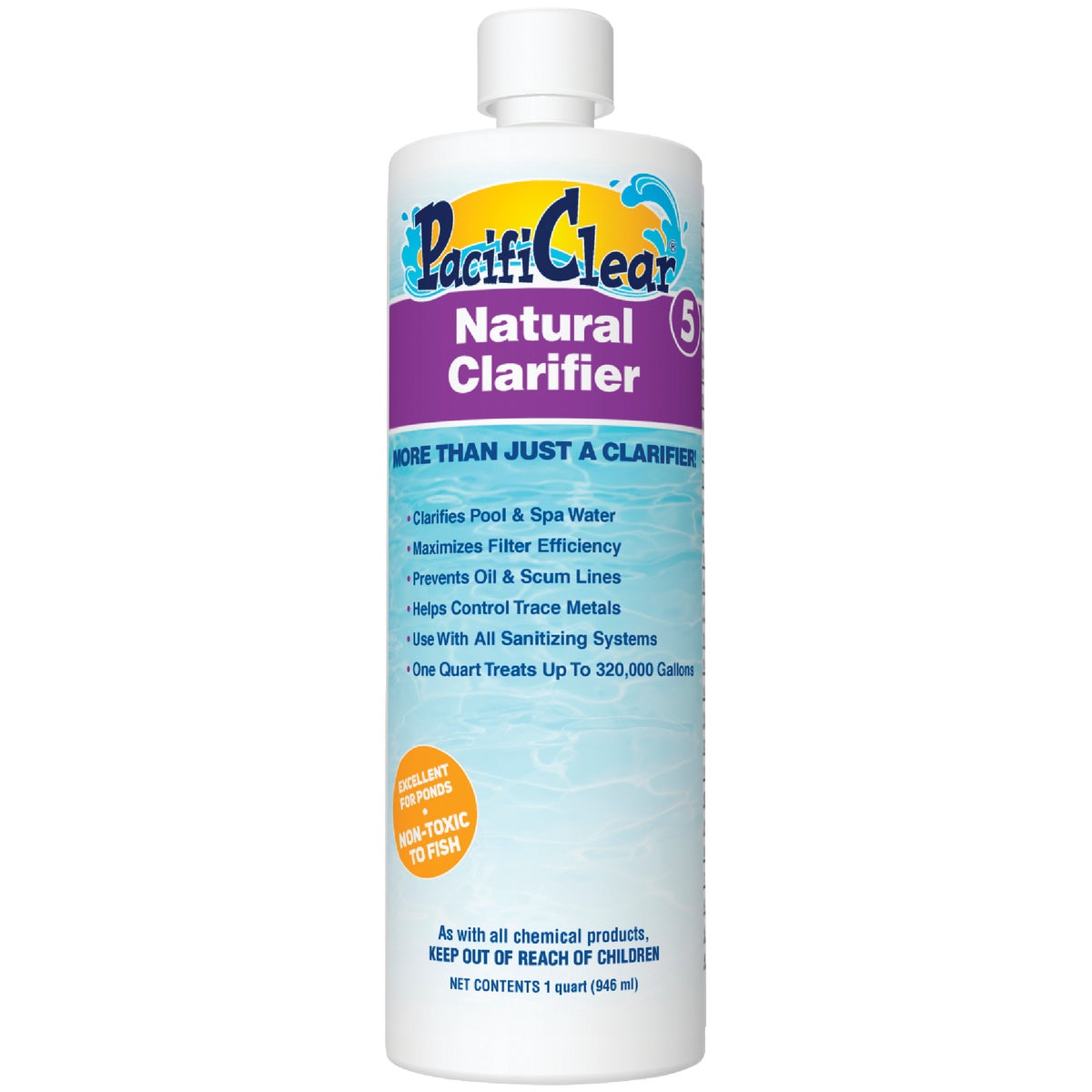 Item 800587, Clarifier with natural properties clarifies pool and spa water.