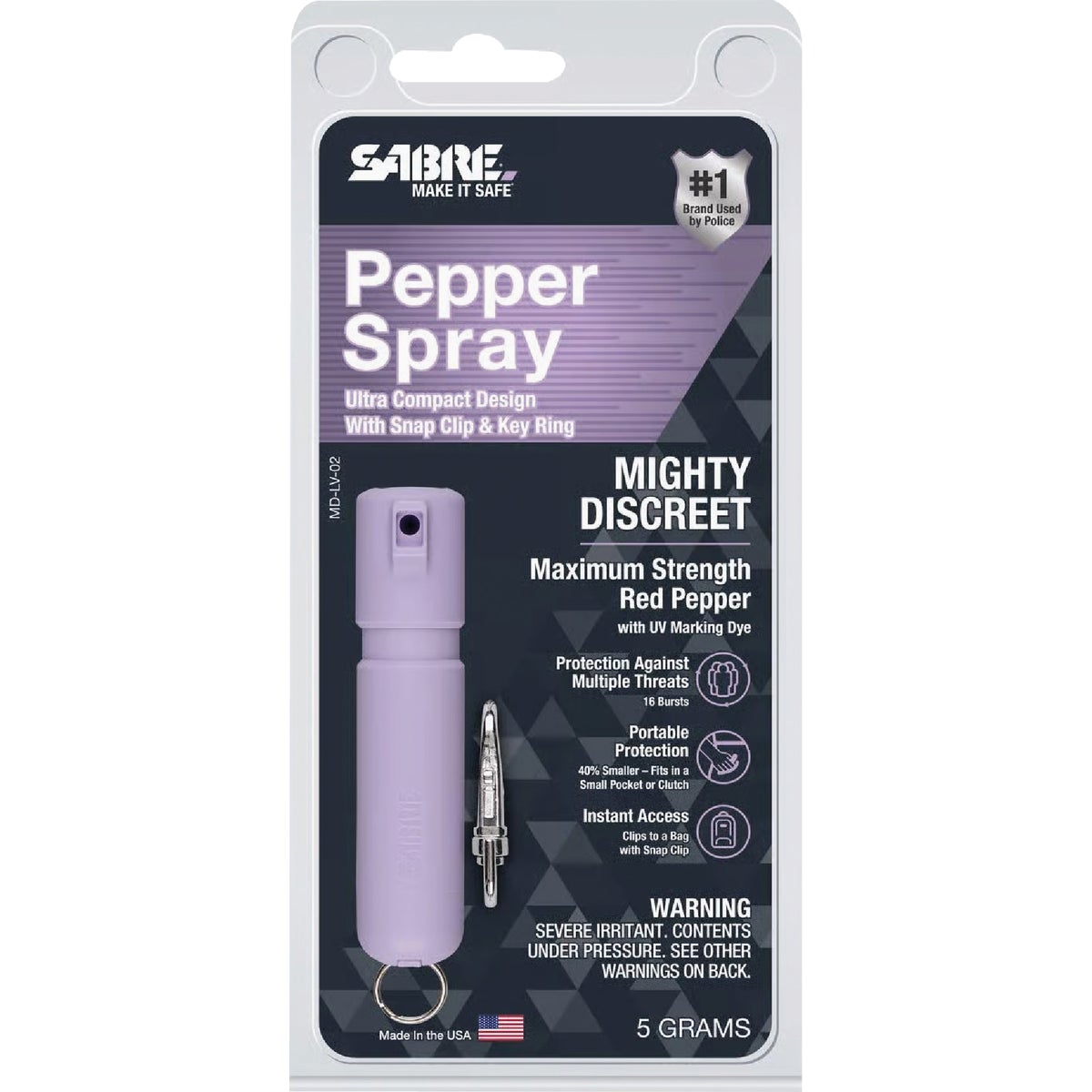 Item 800922, The Mighty Discreet pepper spray is 40% smaller than traditional key ring 
