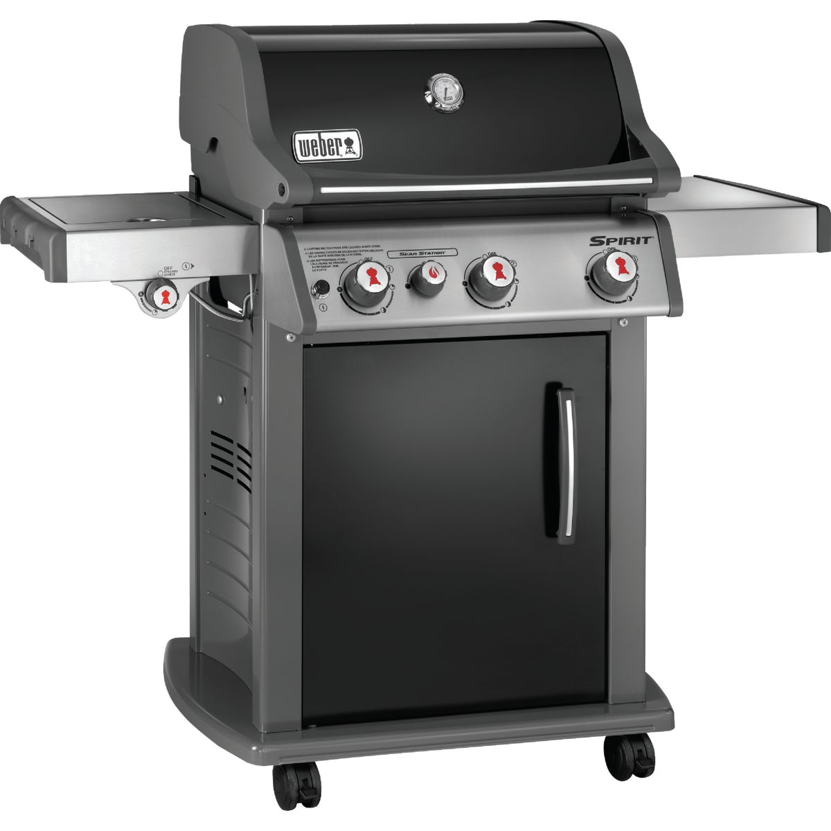 Item 801187, Spirit E-330 grill includes a 12,000 BTU side burner and a 7,500 Sear 