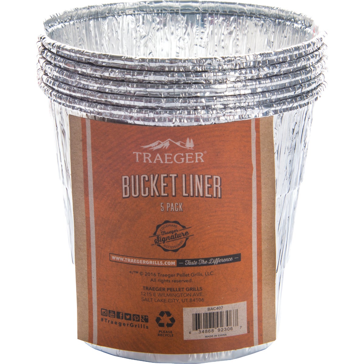 Item 801727, Aluminum bucket liners for Traeger pellet grill drip buckets.