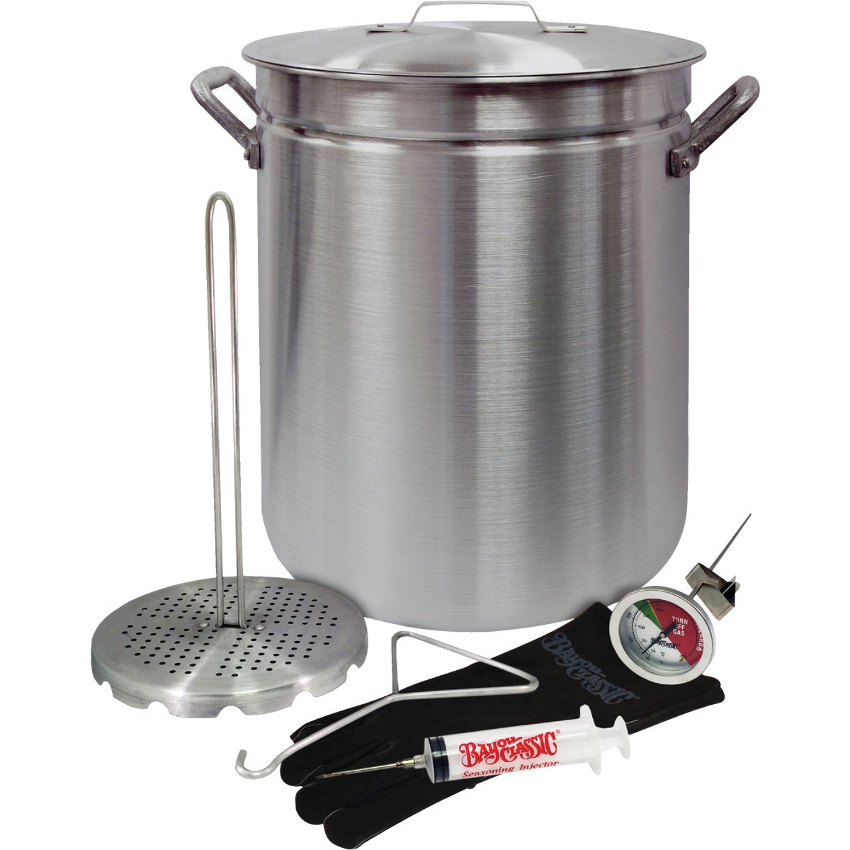 Item 801897, Aluminum turkey fryer is specifically designed to fry large turkeys up to 