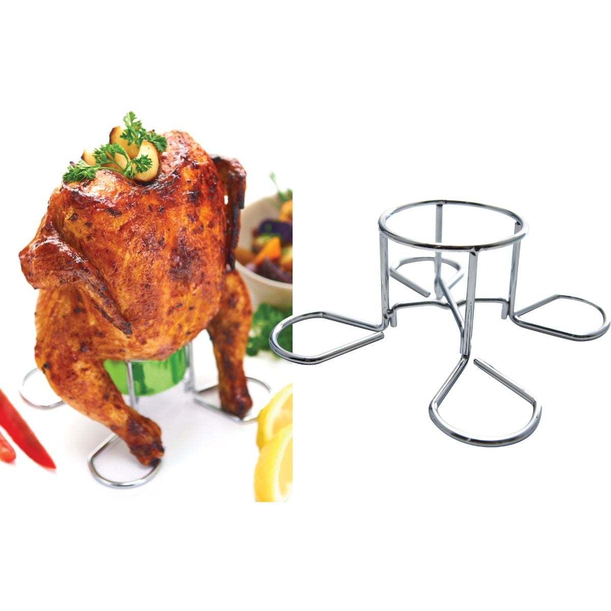 Item 806013, Chrome wire chicken roaster to give a stable platform to cook your beer can