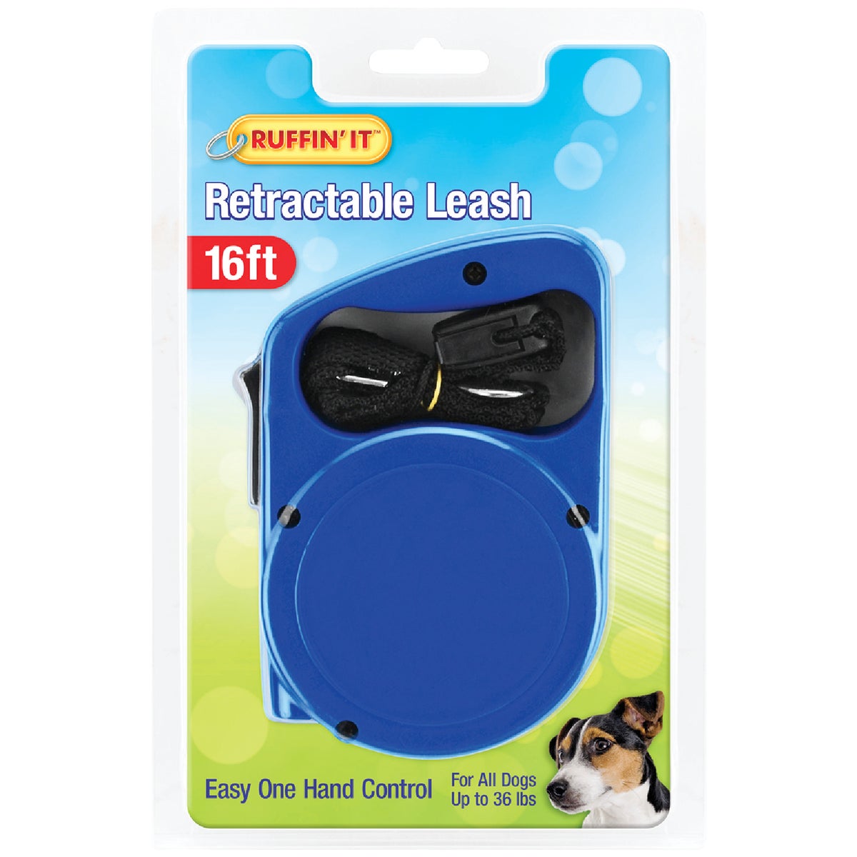 Item 810359, Retractable cord leash featuring one-click operation.