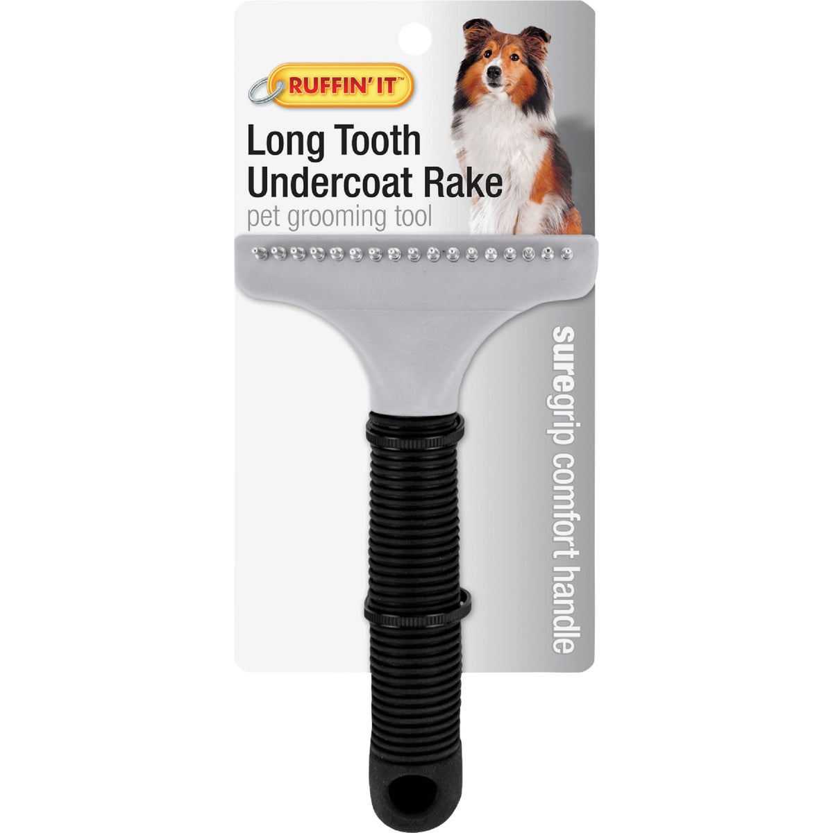 Item 810661, Long tooth undercoat rake pet grooming tool. 17-tooth head.